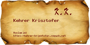 Kehrer Krisztofer névjegykártya